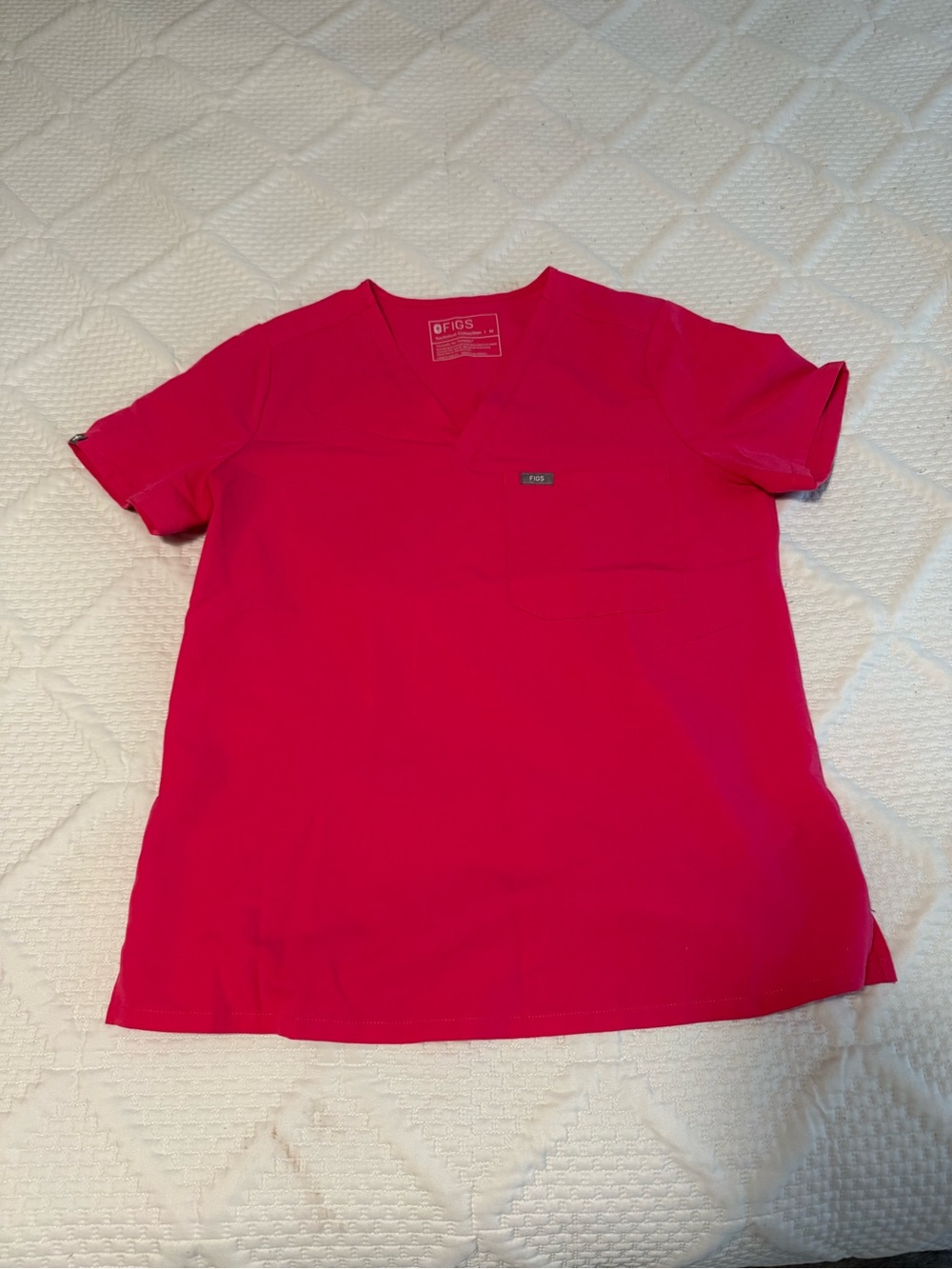 Figs Hot Pink V-Neck Medical Scrub Top
